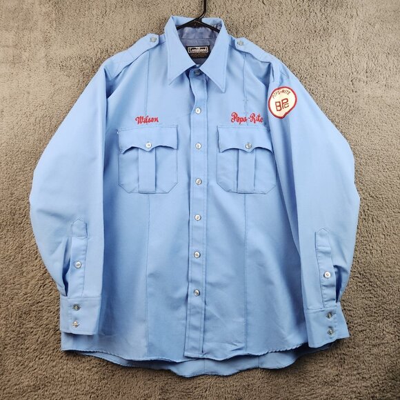 None Other - Vintage 60s 70s Auto Body Mechanic Work Shirt Men's MED/LRG Chain Stitched Patch
